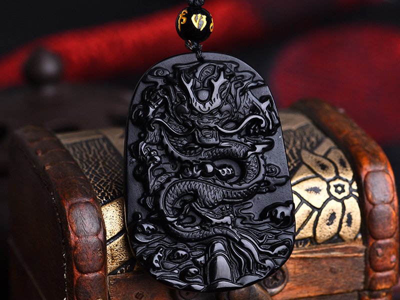 Obsidian Dragon amulet Pendant