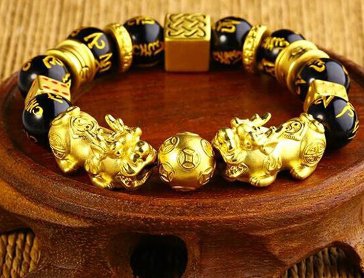 Six-Word Mantra Double Pixiu Dice Bracelet