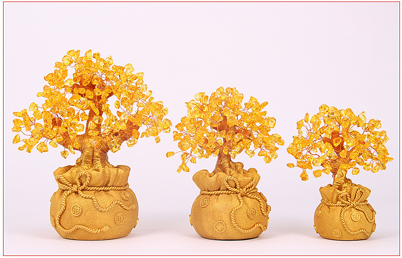 3 Citrine Money Tree on table