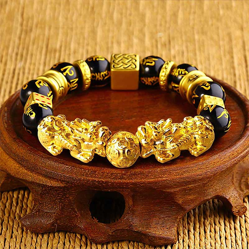 Double Pixiu Bracelet on table