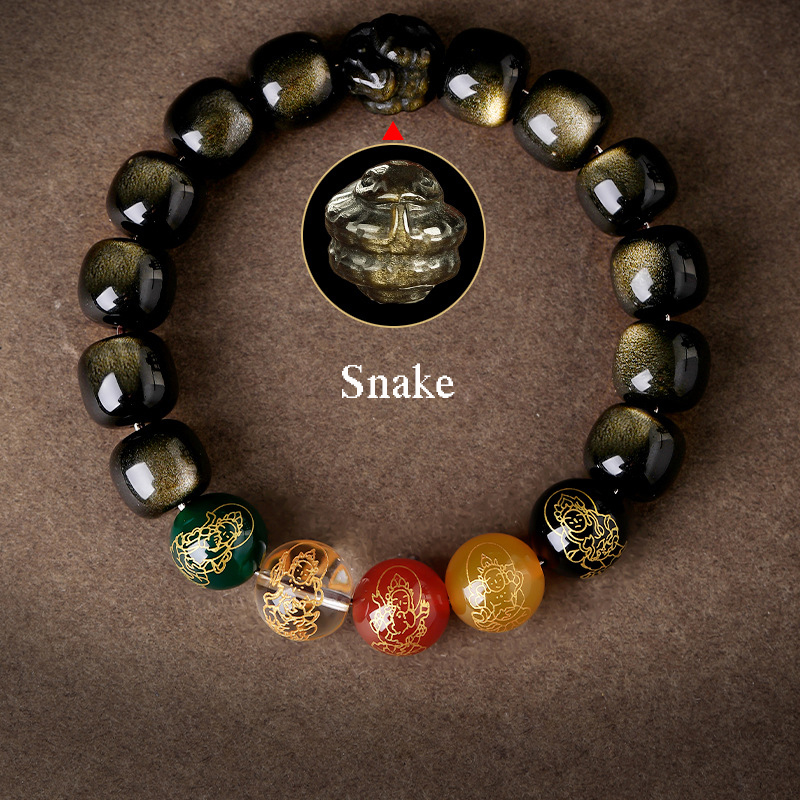 year of the snake 2025:Five Celestial Deities Chinese Zodiac Blessing Bracelet - for Luck, Protection & Spiritual Harmony-Snake