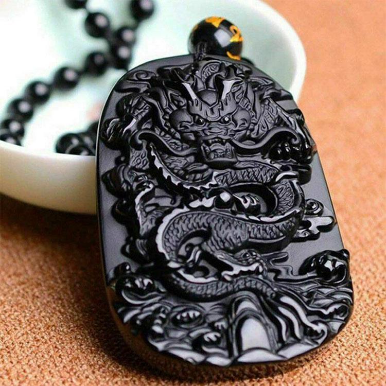 black obsidian Dragon amulet Pendant-main