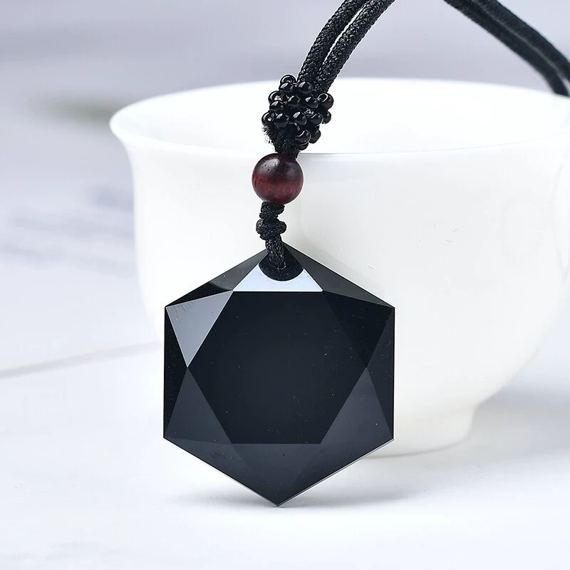 black obsidian Pendant on cup