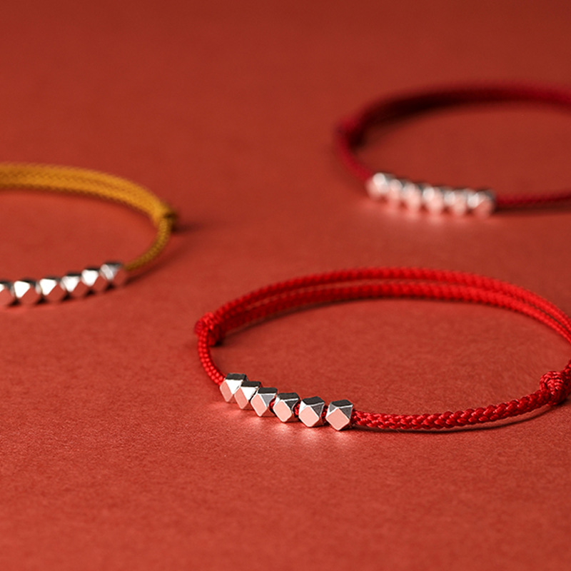 Three Zodiac Year Shattered Silver Chain bracelets in different colors