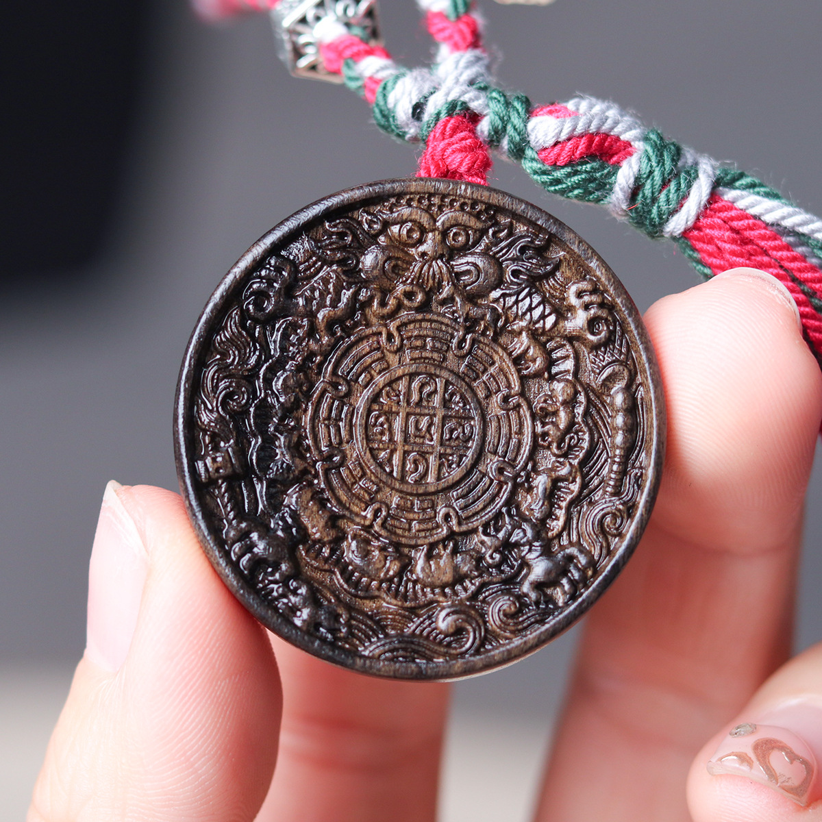 Close-up of the Mystic Agarwood Nine Palace Bagua Talisman