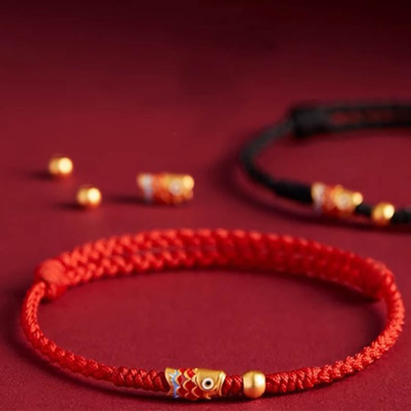 Red string bracelet with koi fish charm mian