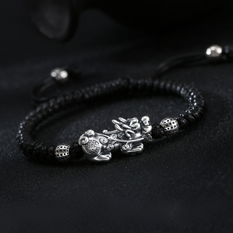 vintage silver Pixiu black cord