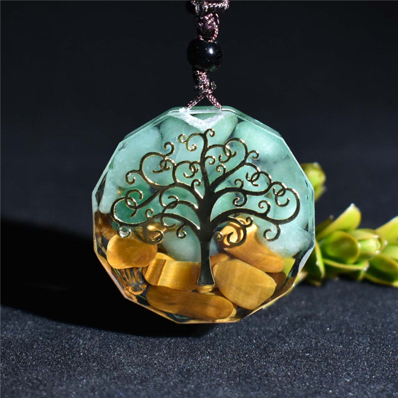 Front view of Tree of Life Orgonite Necklace