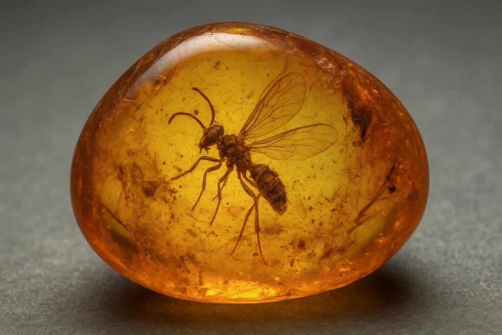 Beeswax amber with insect inclusion