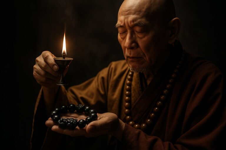 Sacred ritual performed by a Buddhist monk to spiritually awaken a Pixiu bracelet